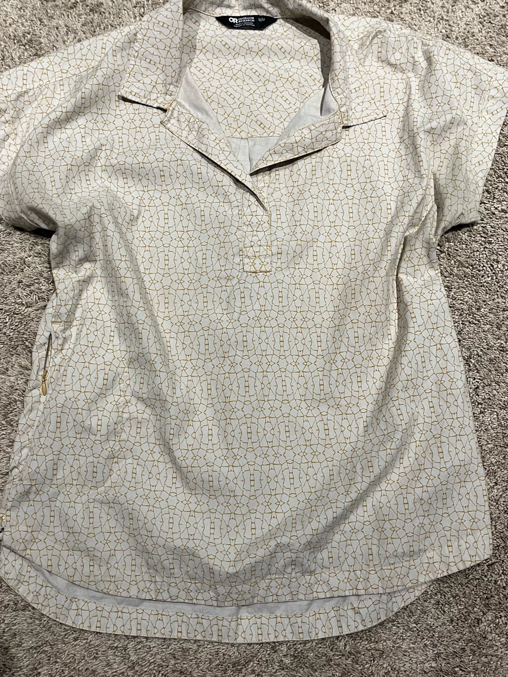 Outdoor Research Cream Short-Sleeve Tunic with Gold Geometric Print